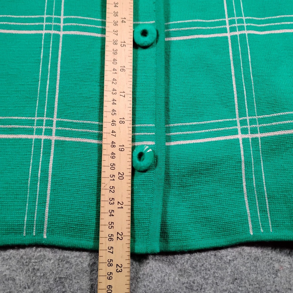 Vintage 100% Pure Wool Women's Green Plaid Button Up Cardigan Jacket Size 12 - Picture 4 of 8
